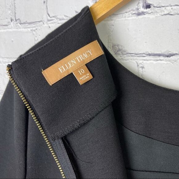 Ellen Tracy Tweed Knit Sheath Dress Embellished Blue Black Careerwear Office 10 - Picture 7 of 9